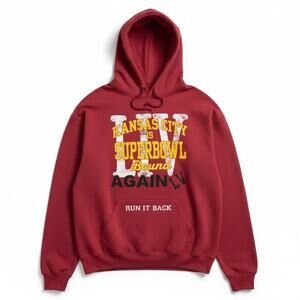 KC Chiefs Hoodie Super Bowl LV(55) Run it Back Hoodie Red Sweatshirt Size XL